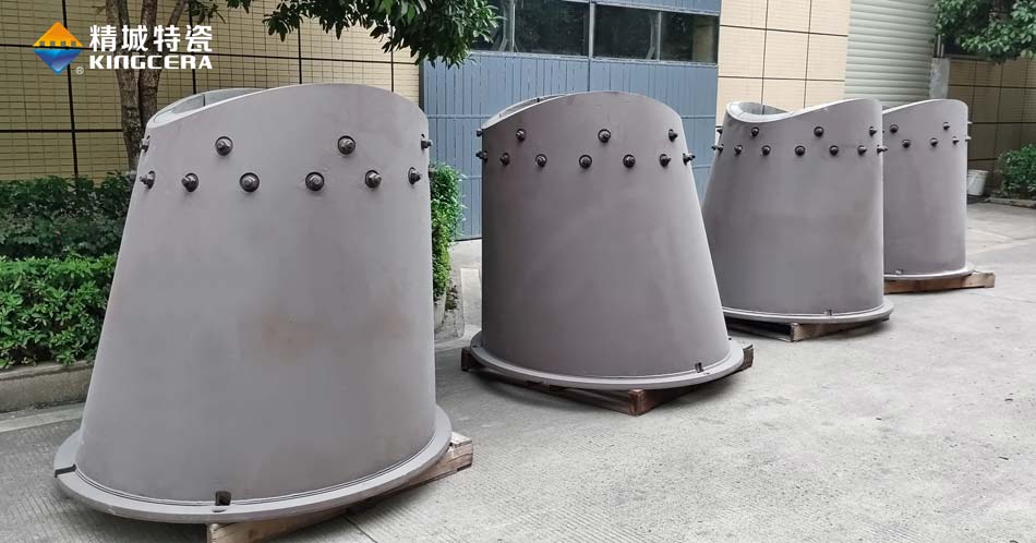 钢铁厂耐磨陶瓷内衬偏疼溜槽